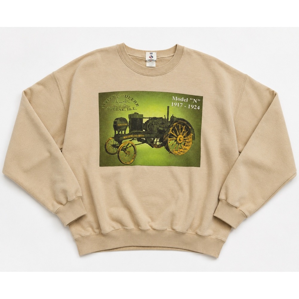 Jerzees John Deere Model N Waterloo Boy‎ Graphic Sweatshirt Tan 2XL 2XG